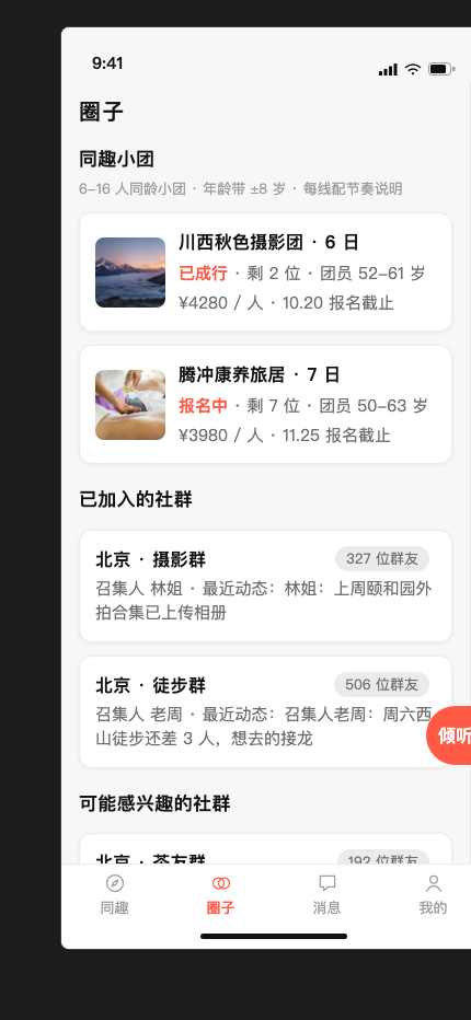 倾盖圈子页：社群与小团